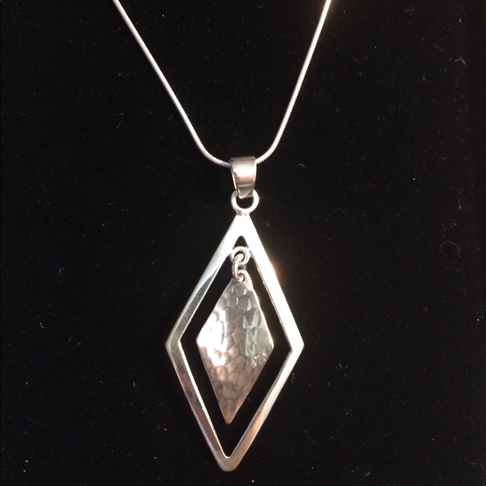 Silver Nested Diamond Necklace